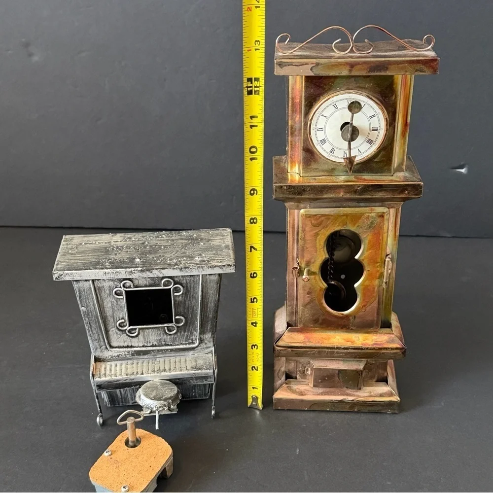 Share Berkeley Designs Metal Grandfather Clock Music Box Silver Tin Piano - READ
